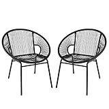 Amazon Basics Outdoor All Weather PE Wicker Club Chair with Steel Frame - 2 Pack, 31.5 x 24.8 x 28.35 in, Black