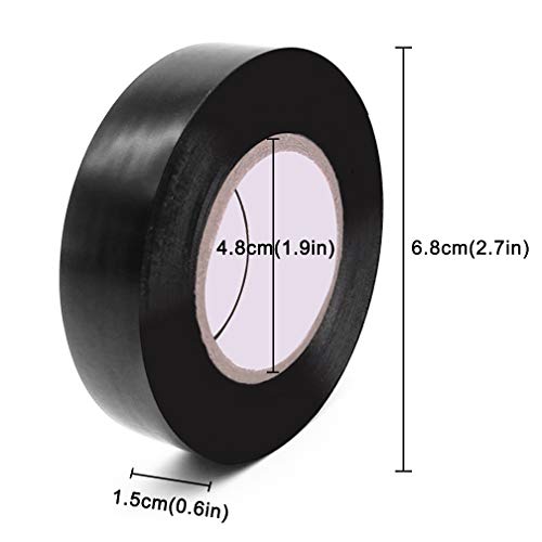 Image of Maveek 10 Rolls Black PVC Electrical Insulation Tapes-Flame Retardant Waterproof Tape Vinyl Insulating Backing-15mmx15m(0.6 inch x 50')