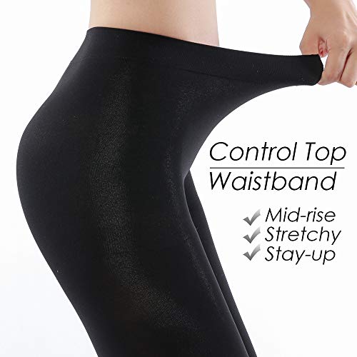 Image of G&Y 2 Pairs Ultra Opaque Tights for Women - 80D Microfiber Control Top Pantyhose