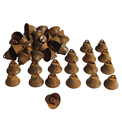 Country Primitive Craft Mini Jingle Bells Christmas Bells for Crafting WreathCraft Bells Holiday Home and Christmas DecorationBells 50 PiecesRusty 1 inch