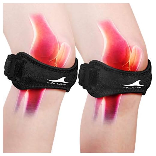 Achiou 2 Pack Patellar Tendon Support Strap, Knee Pain Relief with Silicone, Adjustable Knee Band, Knee Strap for Gym, Running, Hiking, Weight Lifting