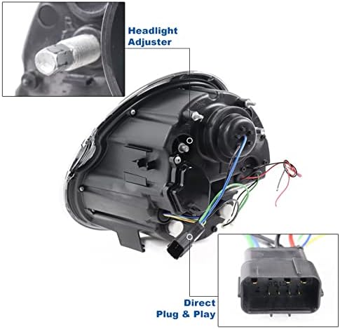 LED Halo Projector Headlights Headlamps Black Compatible with 2002-2006 Mini Cooper