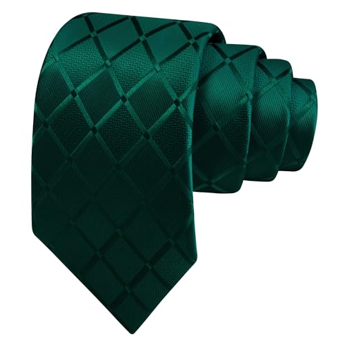 Image of GUSLESON 3.15 inch（8cm） Mens Tie and Lapel Pin Plaid Checkered Necktie Hankerchief Cufflinks Set for Men
