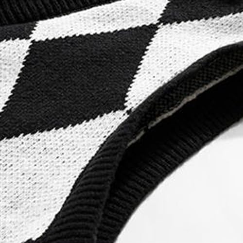 Mens Sleeveless Knit Sweater Vest Argyle Pattern Button Down V Neck Soft Pullover Retro Preppy Style for Fall Winter3
