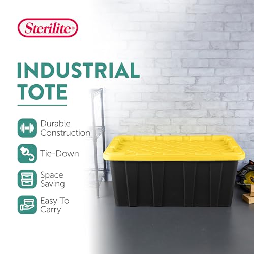 Sterilite 4-Pack Industrial Tote, Plastic Storage Container Bins with Lids, 38 Gallon - Heavy-Duty Organizing Containers for Closet, Bathroom, and Office - Image 5