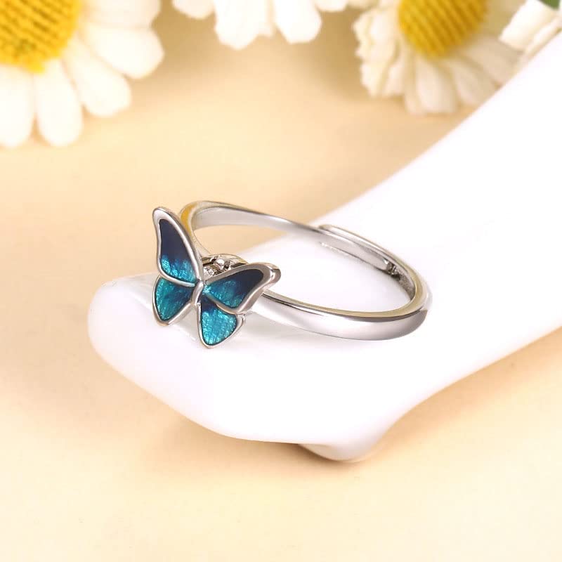 Butterfly Anti Anxiety Ring Stress Relief Fidget Spinner Statement for Women Teen Girls Open Adjustable Stacking Dainty Rotate Freely Calming Jewelry Cute Animal Gift Birthday Christmas Girlfriend3