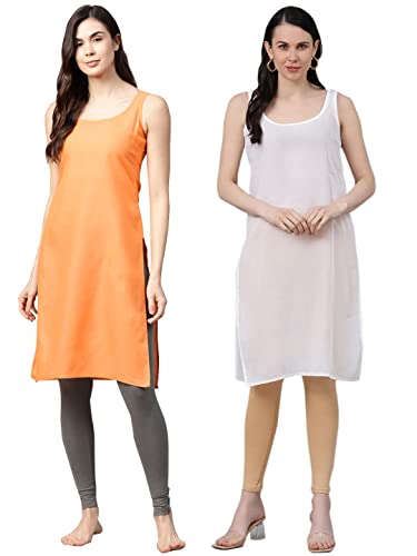 Image of Ada Womens Terivoile Cotton Suit Full Slip /Camisole (Pack of 2) A301831