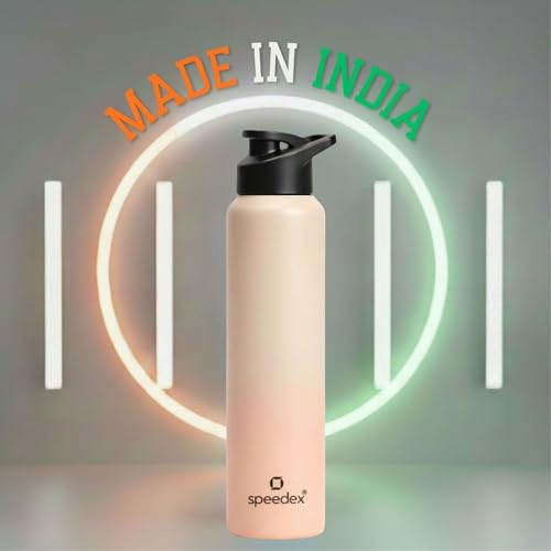 Image of Speedex Stainless Steel Water Bottle 1 Ltr, Leak Proof Sipper Cap, BIS Approved 1000 ml Metal Bottle For Daily, Office, School, Gym, Travel Use for Men, Women, Kids, Adults, Peach Orange, Set of 3