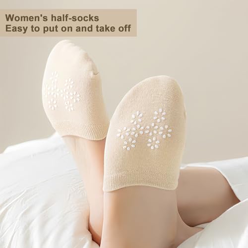 Image of 8 Pairs Half Socks for Women, No Show Toe Topper Socks Women, Toe Topper Socks Women, No Show Toe Covers, Non-Skid Socks Women with Grip. Versatile for Multiple Shoes (Black,Skin)