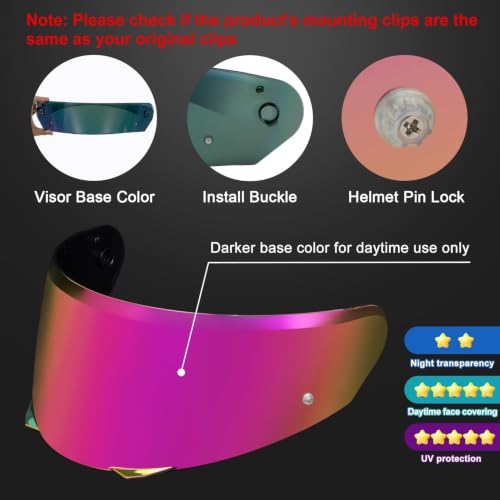 Image of PSLER Shatterproof Motorcycle Helmet Visor for i90 HJ-33,Deep Rose Red | Impact-Resistant ,UV400 Protection, Motorcycle Tinted Face Shield for i90 HJ-33,Visor Replacement