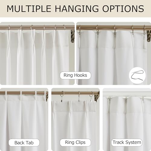 Vision Home White Pinch Pleated Light Filtering Curtains 95 inch Length - image 3