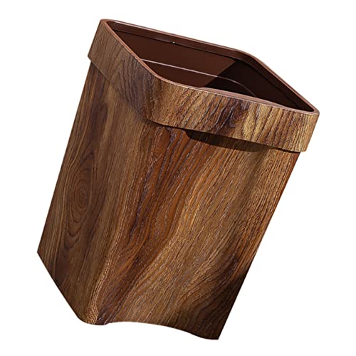 Caneca de basura rectangular con diseño madera para hogar