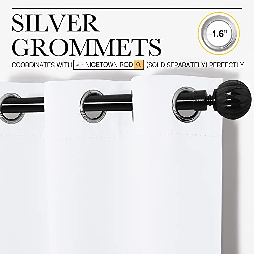 Image of NICETOWN Window Curtains 86 inches Long - (Pure White) 55 by 86 inches, 1 Pair, 50% Light Blocking Grommet Drapes /Draperies for Living Room