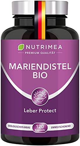 Mariendistel Bio Hochdosiert 900mg | Reines Extrakt | Vegan | Nutrimea | 100 % natürlich | GVO-frei | Silymarin | 120 Mariendistel Kapseln | Ohne Zusätze | Milk Thistle Premium Qua