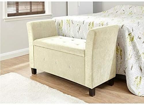 Home Source Verona Ottoman Window Seat Diamante Natural Chenille Fabric Toy Bedding Storage Box â€¦
