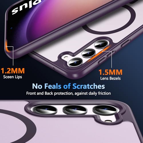 Image of OWKEY for Samsung Galaxy S23 Plus Case 6.6'', Magnetic S23 Plus Case Compatible with Magsafe, [Military Grade Shockproof] Translucent Back Slim Bumper Cover Phone Case Galaxy S23 Plus case, Purple