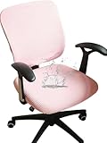 FORCHEER Desk Chair Cover Pink Jacquard Stretchable Two Pieces Split Office Chair Covers Water Resistant Washable