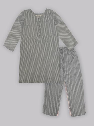 Image of A.T.U.N. (ALL THINGS UBER NICE) Girls Printed 3 /4 Sleeve Kurti and Pant Set | Stylish Traditional Ethnic Wear Salwar Suit Set for All Ocassions