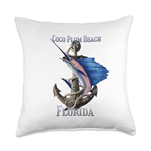 Coco Plum Beach Florida Swordfish Marlin Ocean Fishing Throw Pillow