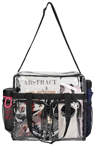 Clear Bag for Stadium Events, 12x12x6 Clear Tote Bag (Black)
