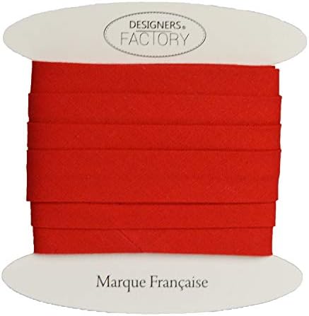 designers-factory Red Cotton Bias Binding Tape - Available in Several Colours and Two Lengths - Oeko Tex Certified - Red Bias Tape for Sewing - (by 5.46 Yards, Red)