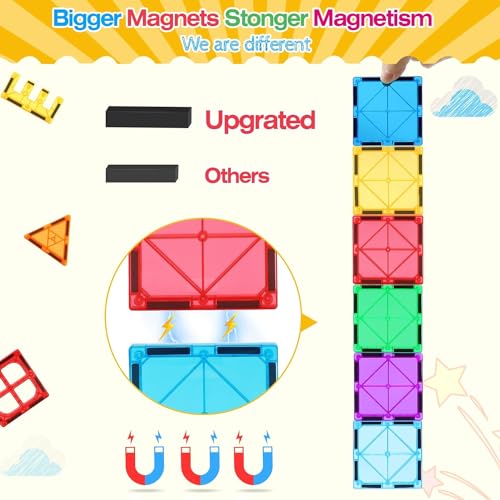 Image of ANVIE & ABEER Set of 30 Big (75mm) Magnetic Building Tiles for Kids, Educational Stacking Blocks for Boys Girls, Magnets Construction Toys, (Big Tiles Set of 30 PCS)