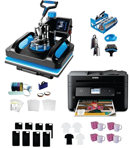 Sublimation Starter Kit – 15x15 Heat Press & Printer Bundle 8in1...