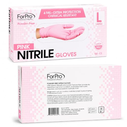Image of ForPro Disposable Nitrile Gloves, Chemical Resistant, Powder-Free, Latex-Free, Non-Sterile, Food Safe, 4 Mil