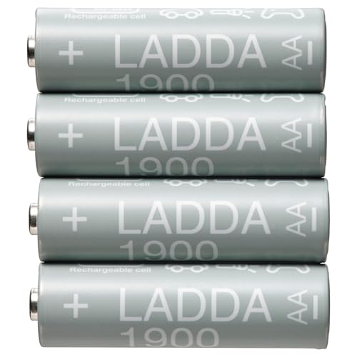 Image of Ikea LADDA Rechargeable Batteries AA HR6 1.2V 1900mAh Grey Pack of 4