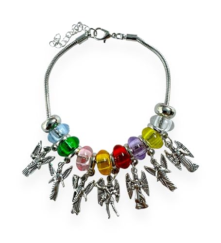 7 Archangels Silver Tone Charms Bracelet Women's Pulsera Arcangeles Religious Gift