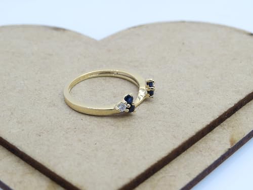 Dazzlingrock Collection 10K Solid Gold Round Blue Sapphire & White Diamond Womens Wedding Ring Matching Guard Band2