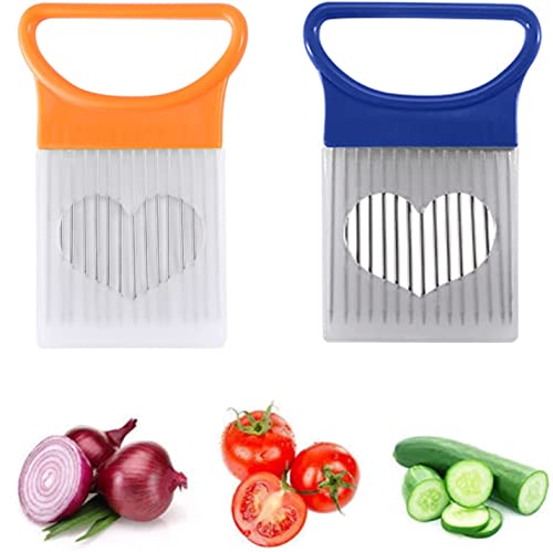 Pince à Oignon en Acier Inoxydable,Assistant de Coupe,Éplucheur D'oignon,Trancheur D'oignon Support D'oignon,Oignon Couteau à Trancher Acier Inoxydable Aiguille à Viande Coupe-Pommes de Terre