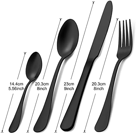 Cutlery Sets, Pleafind 32 Piece Matte Black Cutlery Sets, Service for 8, Stainless Steel Flatware Set, Matt Black Knife and Fork Sets, Silverware Set, Dishwasher Safe