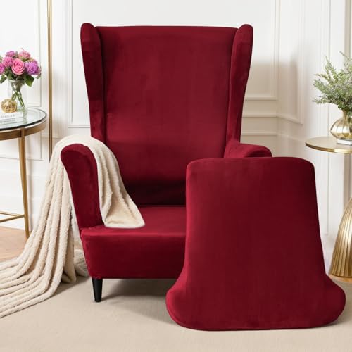 Fundas elásticas para Silla Mingfuxin Wingback Juego de 2 Protector de Muebles Lavable 2