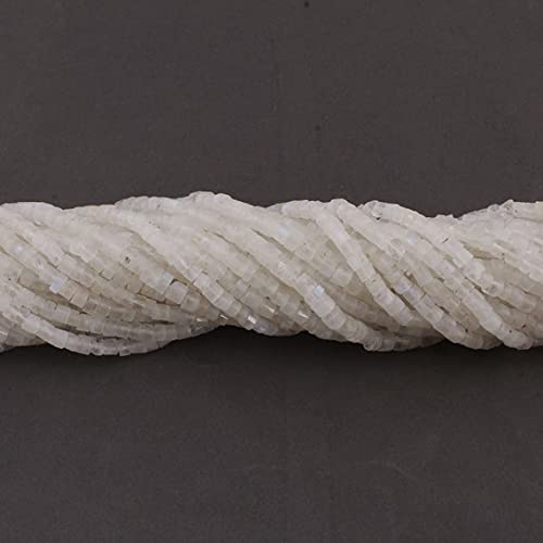 Rondelles facettées en pierre de lune blanche lot de 2 fils de 35cm pour création bijoux