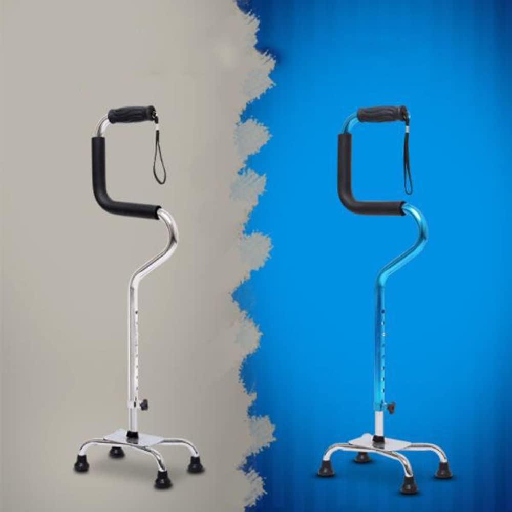 KADEUX Bastón Cuádruple, Bastones para Caminar De Cuatro Pies Extensible, Bastones con 4 Patas, Muleta con Estable Base De Cuatro Patas, Ligero (Color : Blue)