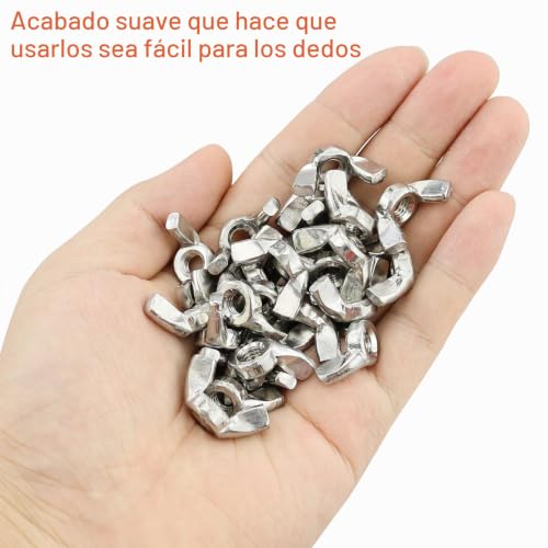 Miniatura 4 de 25 Piezas Tuecas De Mariposa De Alas De Acero Inoxidable Palomilla De Fácil Apriete Para La Sujecion De Tornillos Rosca Métrica Hembra Wing Nuts Para Herramientas De Bricolaje M6