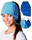 ICEHOF Kühlmütze EXTREM mit 4 Kühlakkus inkl. 3D-Maske - Mit Haaröffnung & Gummibinder, abnehmbare Kühlpads - Kühlende Gel-Mütze für Kopfhaut bei Chemo-Therapie Ice Cap Migräne Kopfschmerzen Blau