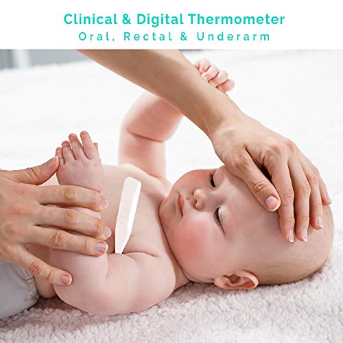 Clinical and Digital Thermometer - Baby Thermometer For Oral, Rectal, and Underarm Use - High Accuracy with Memory Recall and Fever Alarm - Suitable for Ages Newborn and Up