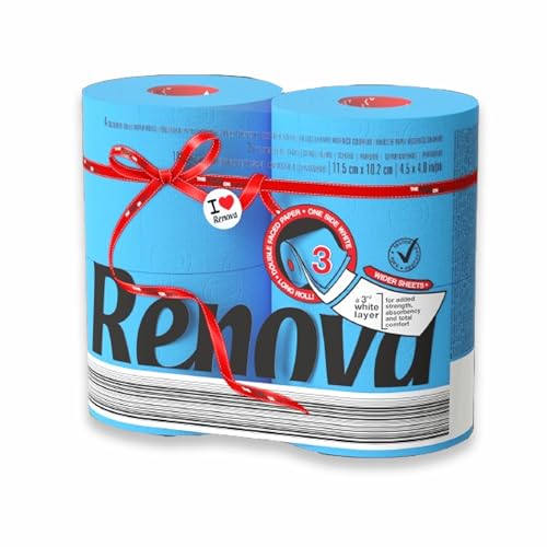 Papier toilette bleu Renova en rouleaux compacts pack de 20 pour distributeur hygiénique