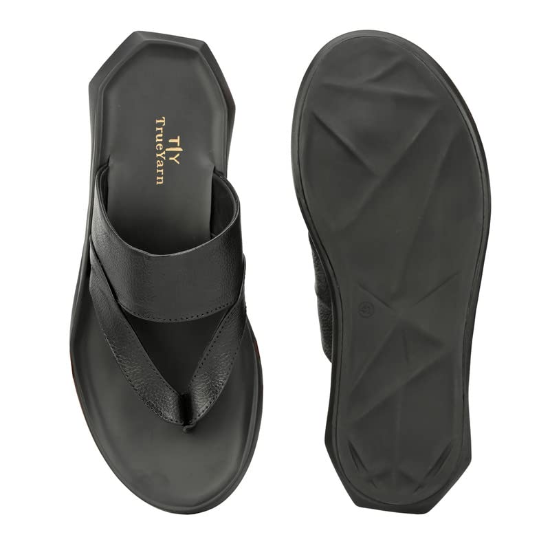 TrueYarn Original Leather Slippers for Men | Leather Sliders for Men | Thong Sandals for Men | Stylish | Durable | Anti-Skid