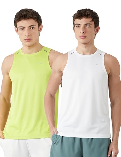 Image of Amazon Brand - Symbol Men's Polyester Color Block Active Regular Fit Sports | Round Neck | Sleeveless T-Shirt