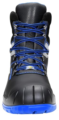 Foto von ELTEN Sicherheitsschuhe Alessio Mid ESD S3S, Damen und Herren, Leder, Stahlkappe, leicht, robust 43, Schwarz-Blau