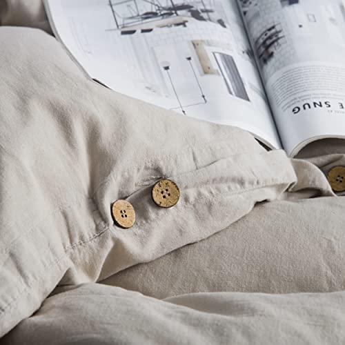 Bedsure Linen Duvet Cover Queen Linen Cotton Blend Duvet Cover Set - 3 Pieces Comforter Cover Set (90 X 90 Inchs,No Comforter Included) #TOP5