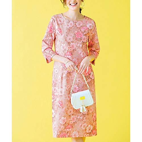 ラナン（Ranan） 繊細花柄タイトワンピース【ピンクベージュ/M】