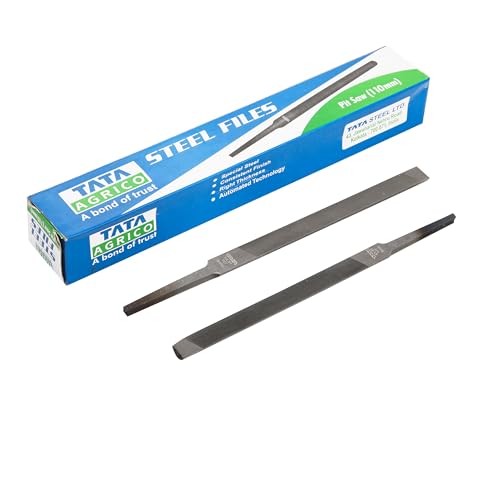 Image of Tata Agrico 110 mm Pit Saw File, Steel Files (4-1 /2 inch), Multi-Usage Sharpening Handtool | Consistent Finish, Silver (Pack of 4, FIL054)
