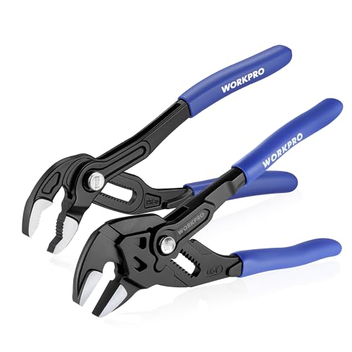 WORKPRO Wasserpumpenzange und Zangenschlüssel Set 2-teilig, 180 mm, Rillengelenkzange ohne Zähne & Rohrzange mit hochwertiger Cr-V-Stahl, Max. Öffnung: 42 & 40 mm, Schnellverstellung für Reparatur WORKPRO Wasserpumpenzange und Zangenschlüssel Set 2-teilig, 180 mm, Rillengelenkzange ohne Zähne & Rohrzange mit hochwertiger Cr-V-Stahl, Max. Öffnung: 42 & 40 mm, Schnellverstellung für Reparatur
