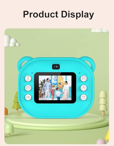 Image of Playpulse 1 Year Warranty Instant Kids Camera - 12MP Digital Print Camera, Photo Printer, Video Recorder, MP3 Player, Fun Filters, Rechargeable Battery & Paper Rolls - Green