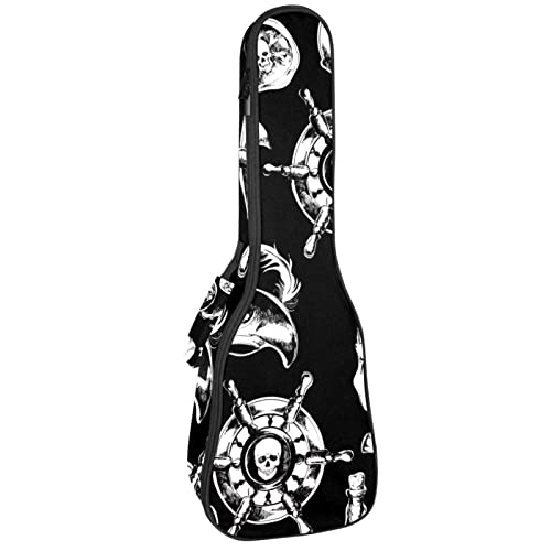 Housse pour ukulélé noir et blanc motif crâne nautique pirate 10 mm rembourrage épais 53,3 cm sac de transport avec… - Les Beatles, Paul McCartney, John Lennon, RIngo Starr, George Harrison Housse pour ukulélé noir et blanc motif crâne nautique pirate 10 mm rembourrage épais 53,3 cm sac de transport avec…