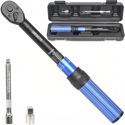 GREBSTK 1/4-inch Drive Click Torque Wrench with 4 inch Extension Bar and a 1/4" to 3/8" Adapter, Dual-Range 3-35N.m/2.2-25.8Ft.lb for Bicycle and Moto Maintenance